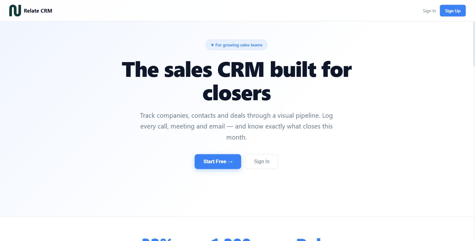 Relate CRM generated marketing landing page