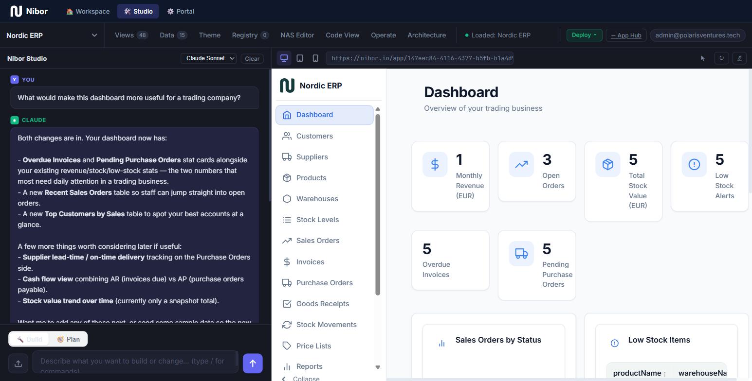 Nibor Studio: AI builder with live preview