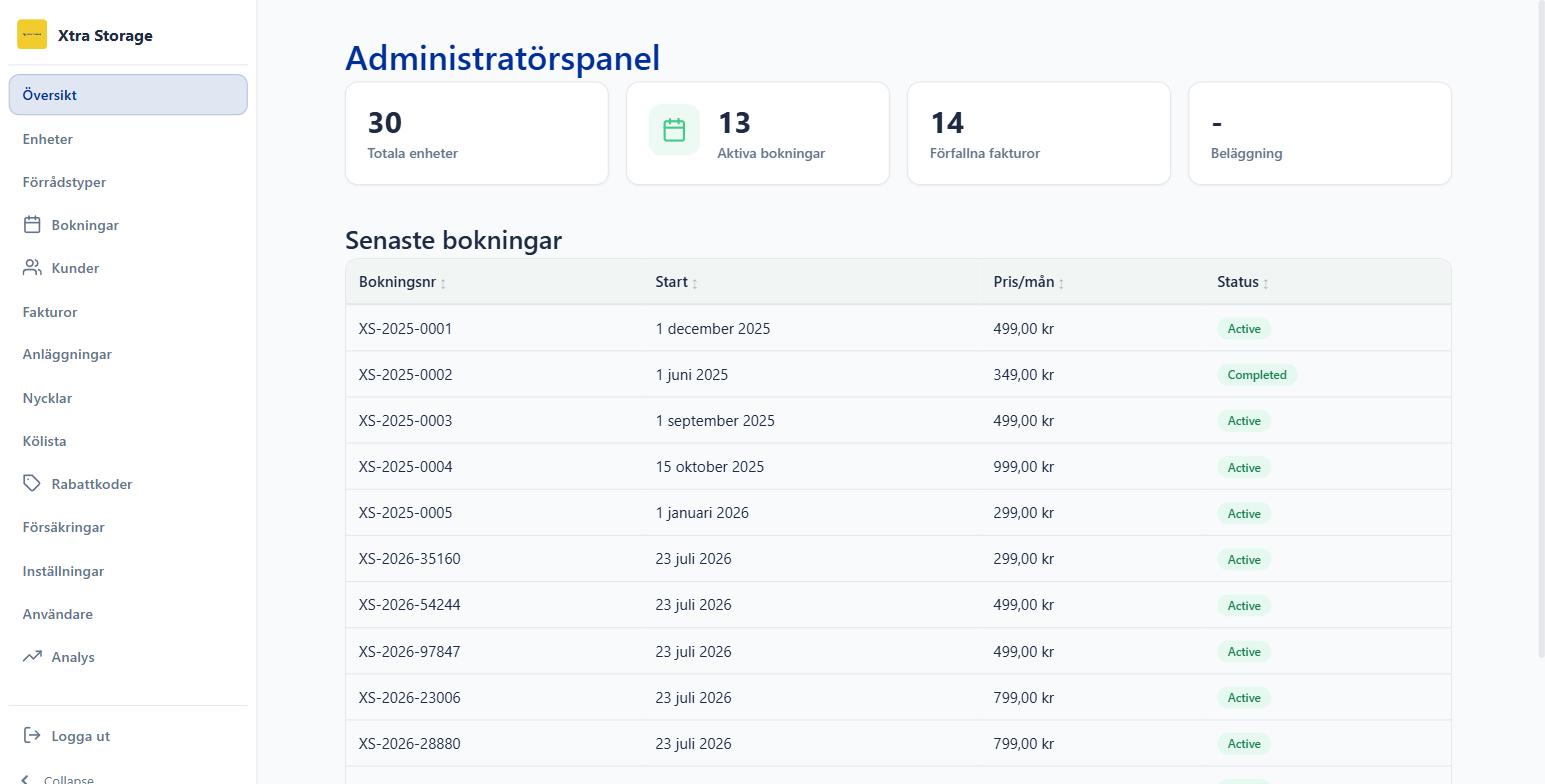 Xtra Storage admin operations